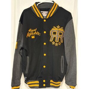 Royal Republic Varsity Jacket Black Yellow RR Logo Athletic Mens Size M